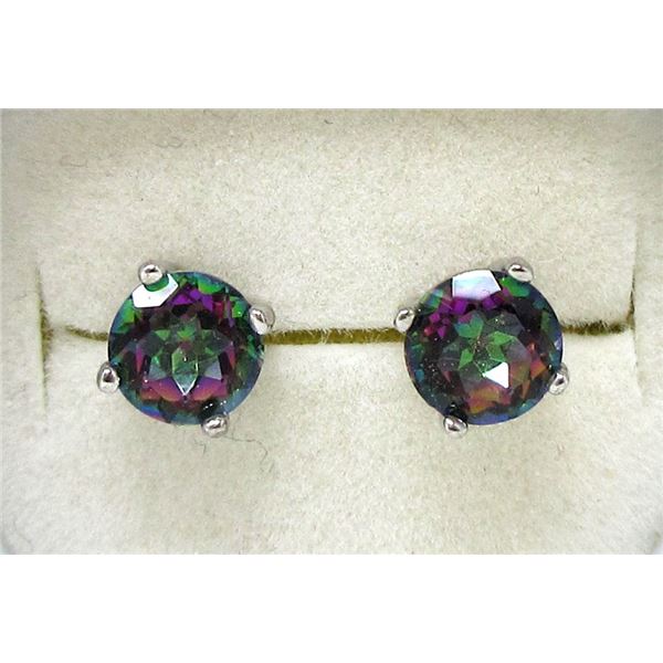 New Sterling Silver Mystic Topaz Stud Earrings