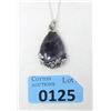 Image 1 : 2" x 1" Pear Cut Amethyst Pendant with Chain