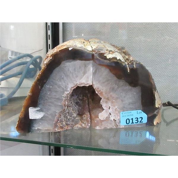 Large Brazilian Crystal Agate Bookend Set