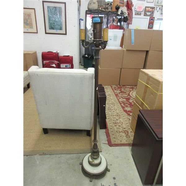Vintage Brass Floor Lamp with Marble Base