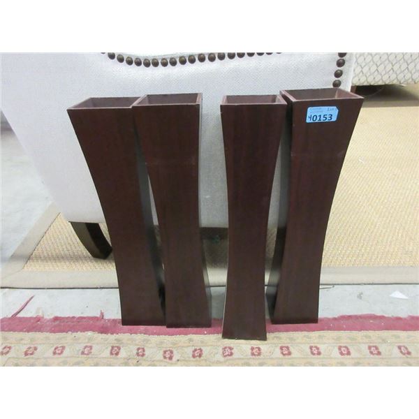 4 Wood Vases - 4.5" x 4.5" x 22" tall
