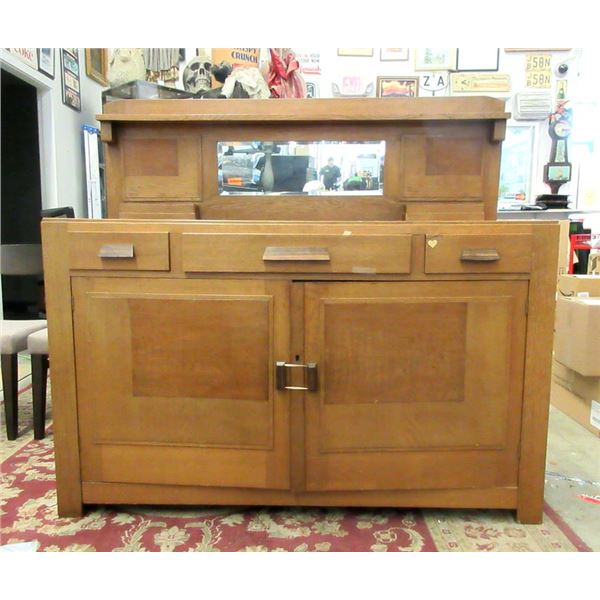 Mid-Century Oak Sideboard with Mirror Back