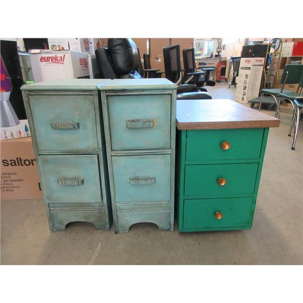 3 Wood Night Stands Painted Blue
