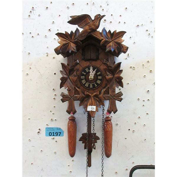 Cuckoo Clock with Weights - 4" x 7" x 10" tall