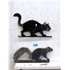 Image 1 : Metal Cat and Squirrel Wall Plaques