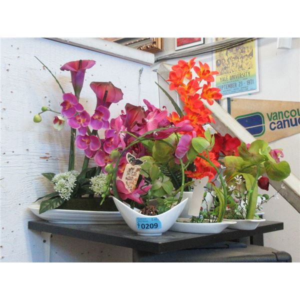 7 New Imitation Orchids in Low Vases