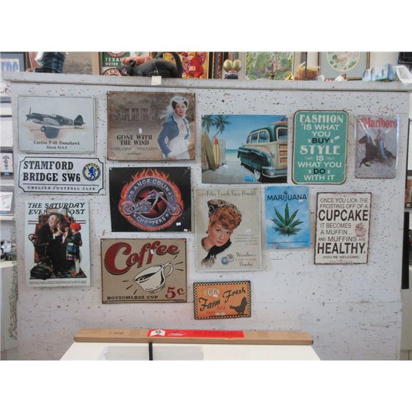 13 Assorted Metal Novelty Signs