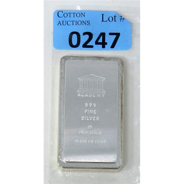 10 Oz. Academy .999 Silver Stackable Bar