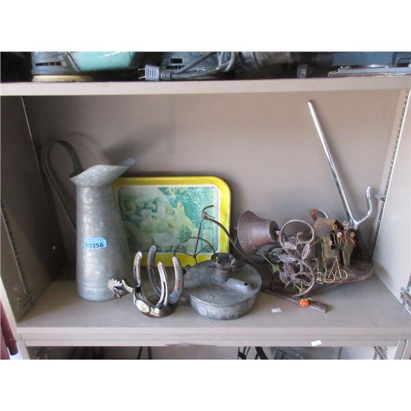 Shelf Lot of Metal Décor
