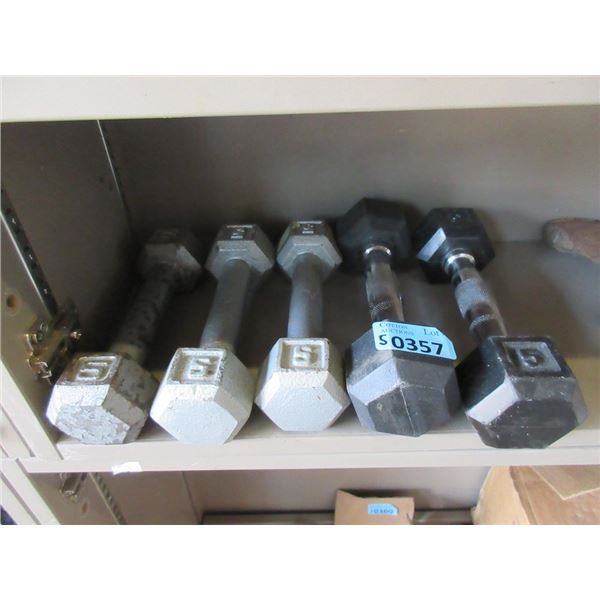 Five Assorted Hand Weights