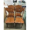 Image 1 : 4 Vintage Press Back Oak Chairs