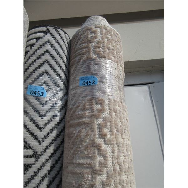 8' x 10' Beige Low Pile Patterned Area Carpet
