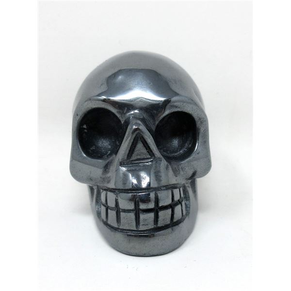 Carved Hematite Gemstone Skull - 1" x 1.5" x 2"