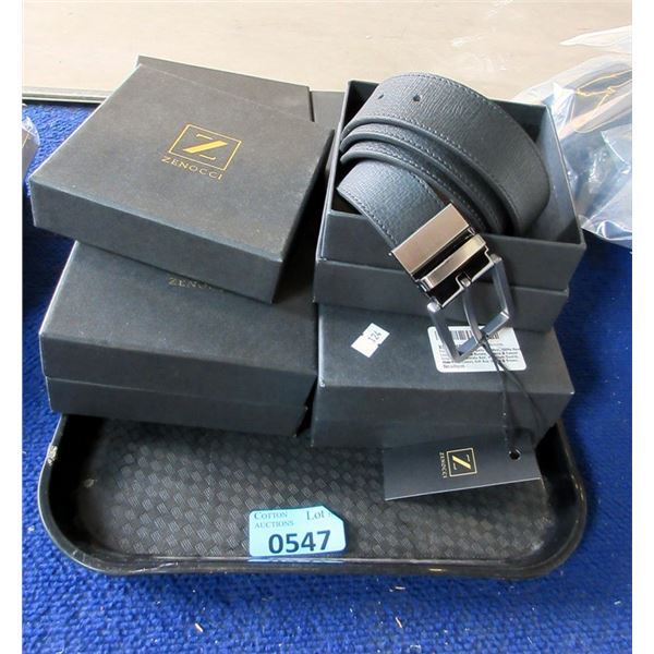 5 New Zenocci Men's Black Leather Belts