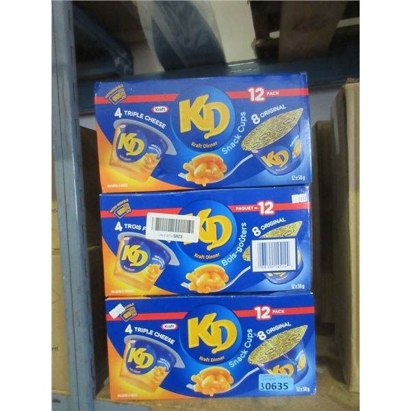 3 Boxes of 12 KD Microwaveable Snack Cups