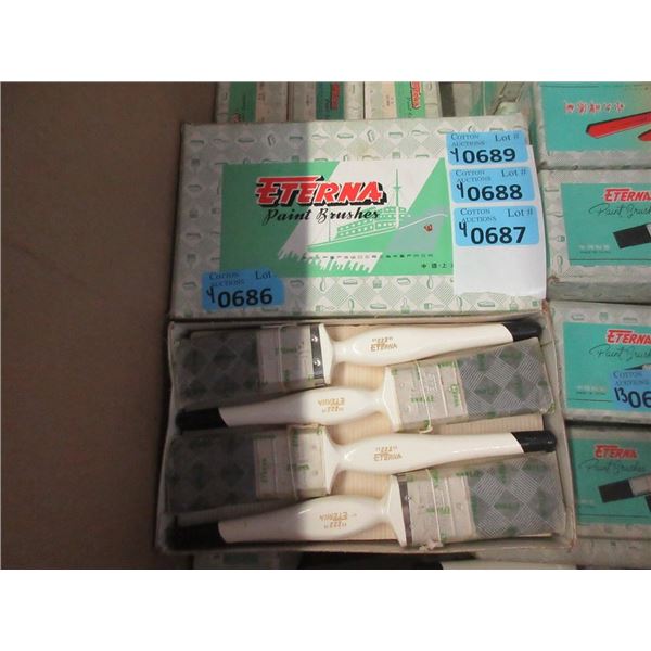 4 Dozen New 1 1/2" White Handled Paintbrushes