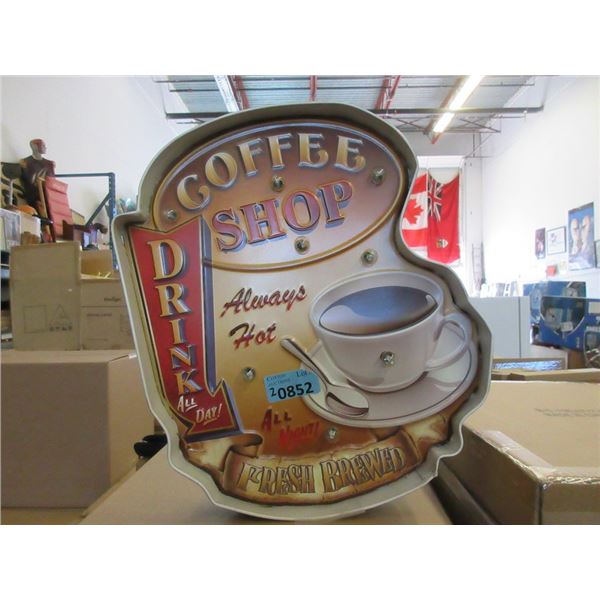 2 New Illuminated Coffee Shop Metal Signs