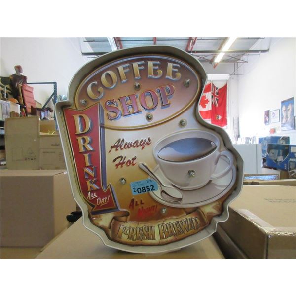 2 New Illuminated Coffee Shop Metal Signs
