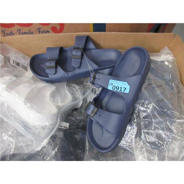 12 New Pairs of Plastic Sandals with Buckles