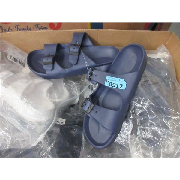 12 New Pairs of Plastic Sandals with Buckles