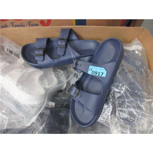 12 New Pairs of Plastic Sandals with Buckles