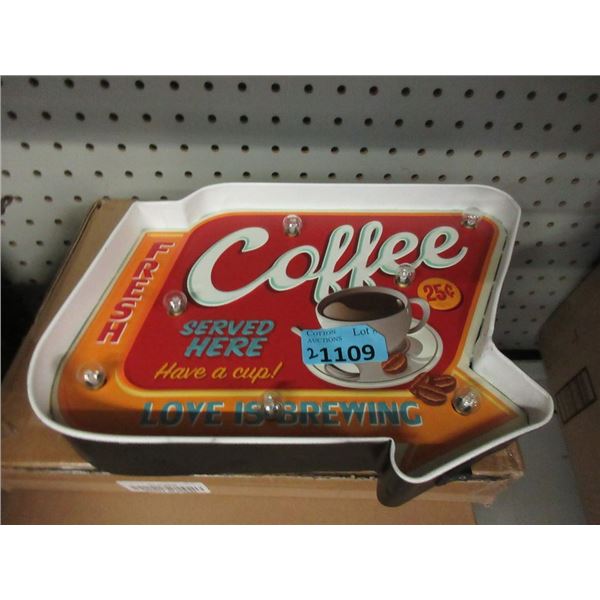 2 New Illuminated Coffee Shop Metal Signs