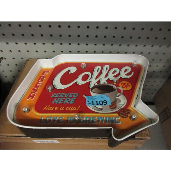 2 New Illuminated Coffee Shop Metal Signs