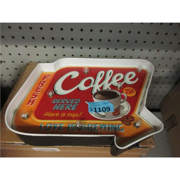 2 New Illuminated Coffee Shop Metal Signs