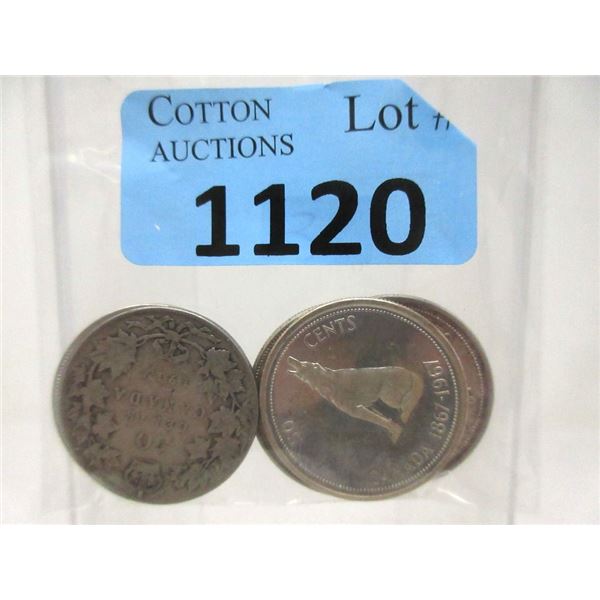 5 Vintage Canadian Silver Half Dollar Coins