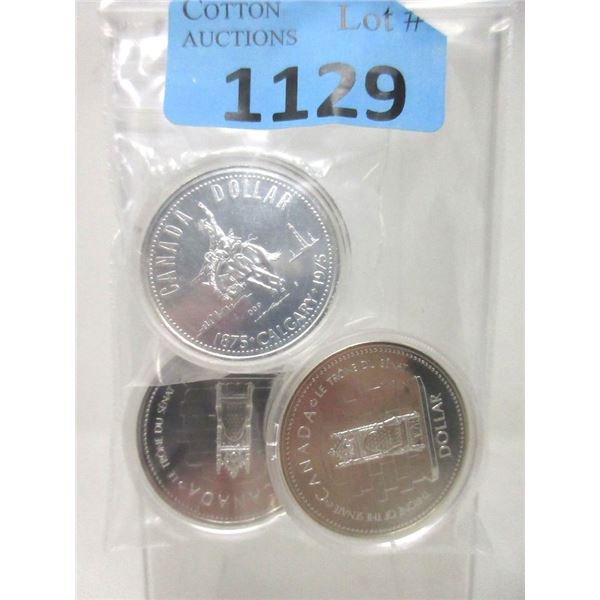 3 Canadian 50% Silver Specimen Dollar Coins