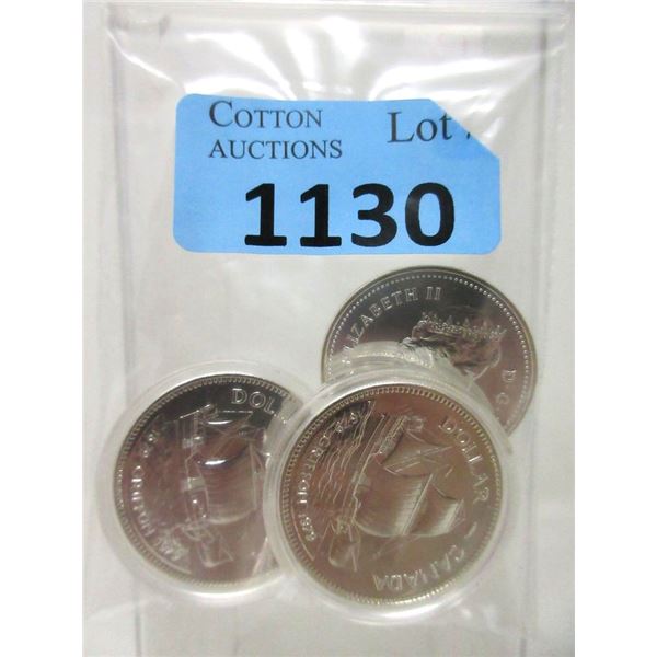 3 Canadian 50% Silver Specimen Dollar Coins