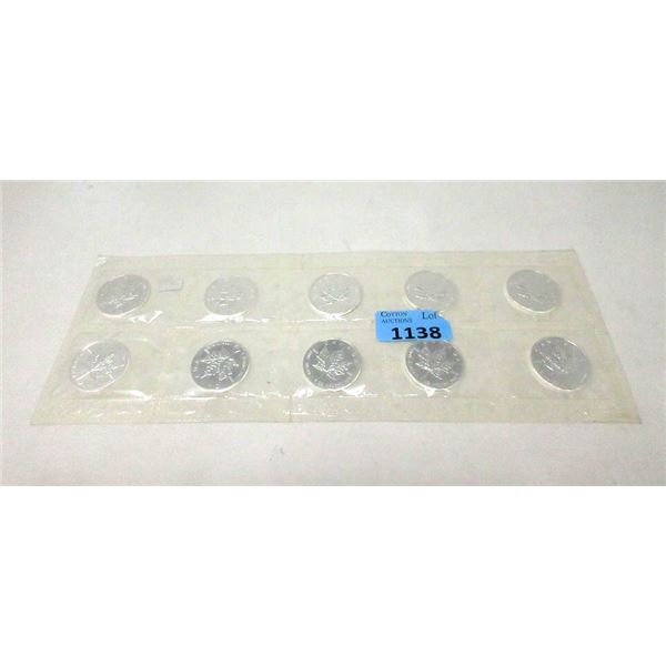Ten .9999 Silver Canada 2005 Maple Leaf $5 Coins