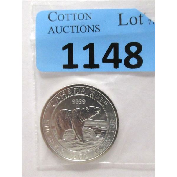 1/2 Oz. Fine Silver 2018 Canada "Polar Bear" Coin