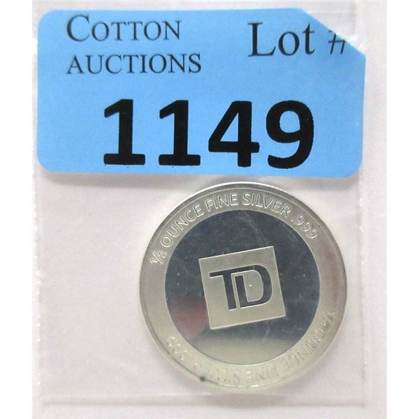 1/2 Oz. .999 Fine Silver "TD" Round