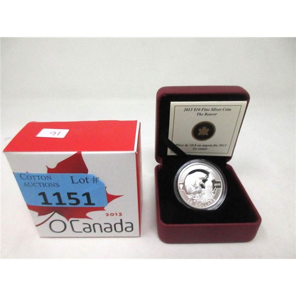 1/2 Oz. Fine Silver 2013 Canada "Beaver" $10 Coin