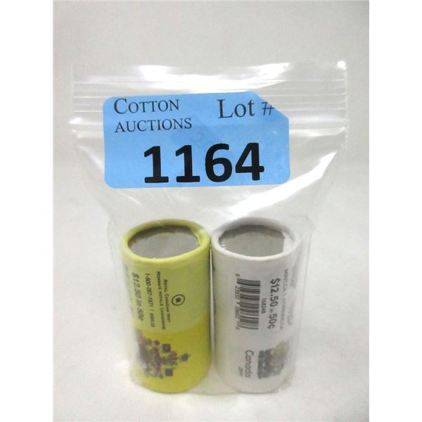 Two Special Wrap Rolls of Canadian 50¢ Coins