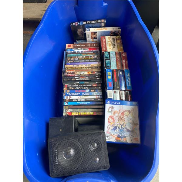 Speakers, DVDs and vhs lot