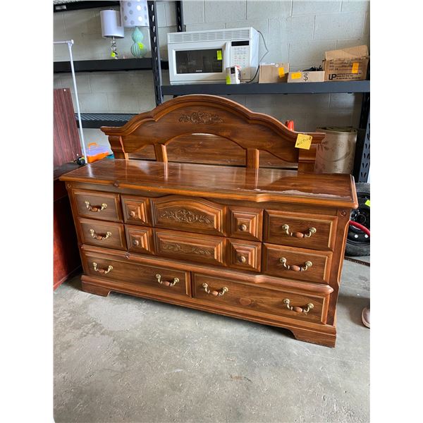 Dresser and mirror a d headboard queen