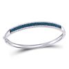 Image 1 : Blue Color Enhanced Diamond Bangle Bracelet 1-3/8 Cttw 14kt White Gold
