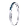 Image 4 : Blue Color Enhanced Diamond Bangle Bracelet 1-3/8 Cttw 14kt White Gold
