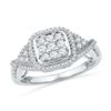 Image 1 : Diamond Square Cluster Ring 1/2 Cttw 10kt White Gold