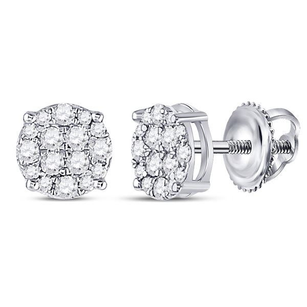 Diamond Fashion Cluster Earrings 1/4 Cttw 10kt White Gold