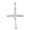 Image 1 : Princess Diamond Cross Pendant 1/10 Cttw 14kt White Gold