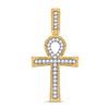 Image 1 : Mens Diamond Ankh Cross Charm Pendant 1 Cttw 10kt Yellow Gold