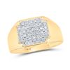 Image 1 : Mens Diamond Square Cluster Ring 1/4 Cttw 10kt Yellow Gold