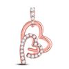 Image 1 : Diamond Double Heart Pendant 1/8 Cttw 10kt Rose Gold