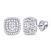 Image 1 : Diamond Square Frame Cluster Earrings 1/4 Cttw 10kt White Gold