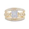 Image 2 : Baguette Diamond Cluster Chain Link Ring 7/8 Cttw 14kt Yellow Gold