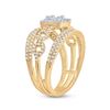 Image 4 : Baguette Diamond Cluster Chain Link Ring 7/8 Cttw 14kt Yellow Gold