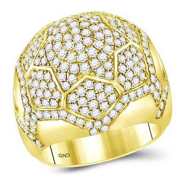Mens Diamond Domed Star Cluster Ring 3-1/2 Cttw 14kt Yellow Gold